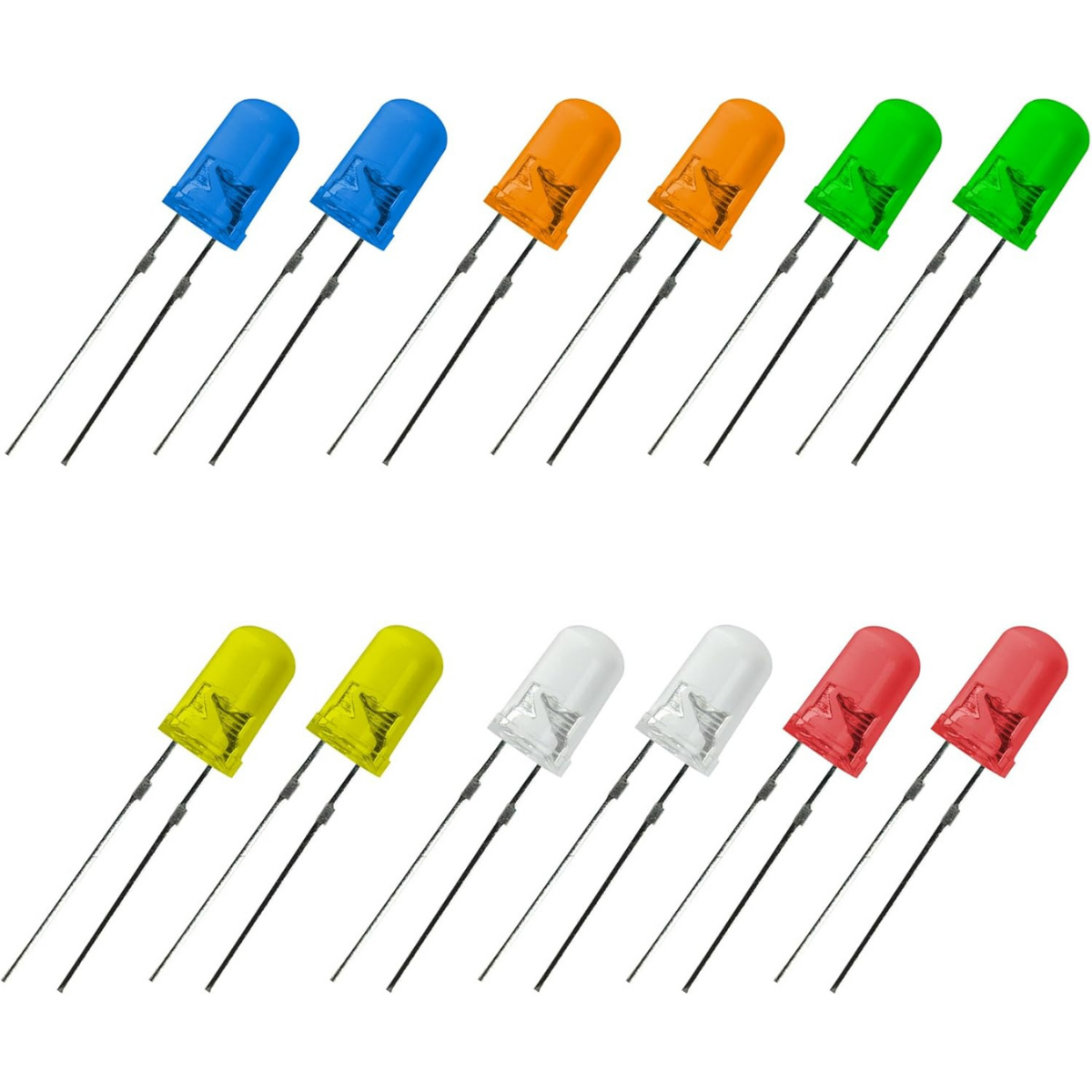 5 mm Led Paketi - Mavi Sarı Turuncu Yeşil Beyaz Kırmızı - 5 Adet