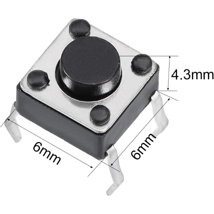 4 Pin Push Button - 6x6x4.3 mm