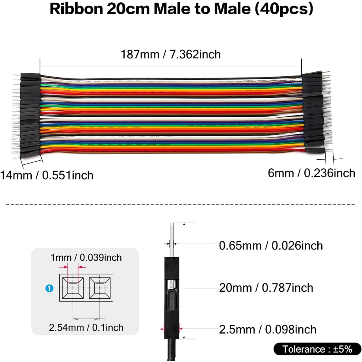 Detachable Erkek - Erkek  Jumper Kablo 20 cm 40 Pin