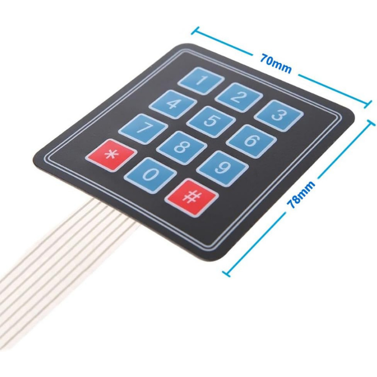 4x3 Membran Keypad Buton Matrix Takımı
