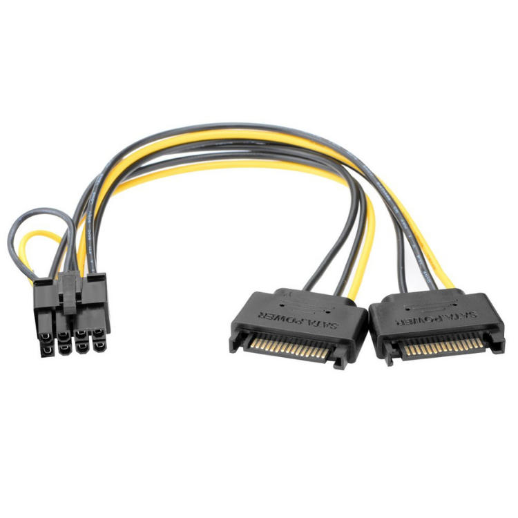 SATA Güç Kablosu to PCI-e 8 Pin (6+2) Dönüştürücü Güç Kablosu