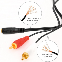 3.5mm Stereo Dişi 2 x RCA Erkek Ses Kablosu – 40 cm