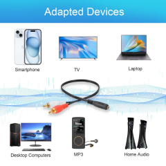 3.5mm Stereo Dişi 2 x RCA Erkek Ses Kablosu – 40 cm