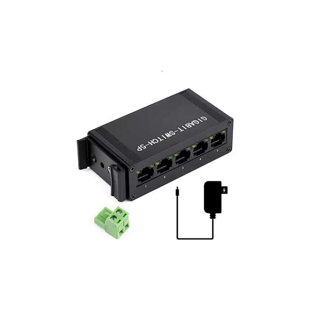 Endüstriyel 5 Port Gigabit Ethernet Switch - DIN Ray Montajlı