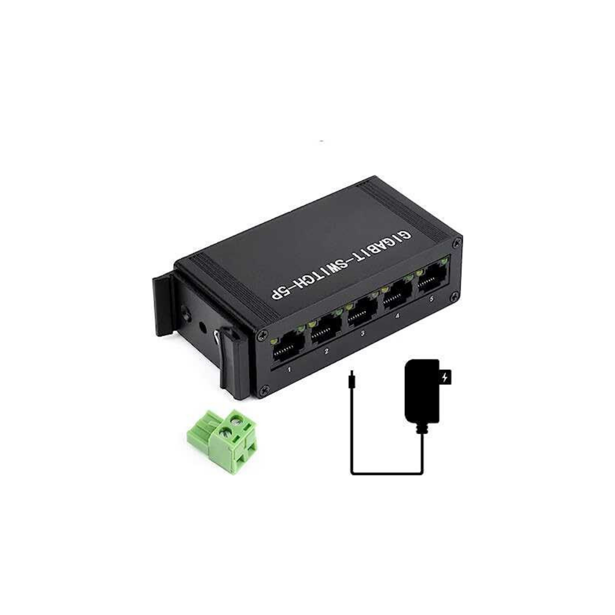 Endüstriyel 5 Port Gigabit Ethernet Switch - DIN Ray Montajlı