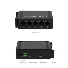 Endüstriyel 5 Port Gigabit Ethernet Switch - DIN Ray Montajlı