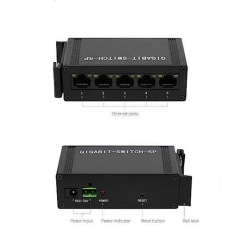 Endüstriyel 5 Port Gigabit Ethernet Switch - DIN Ray Montajlı