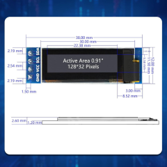 0.91 inç OLED Modül Ekran - 128x32 Sarı