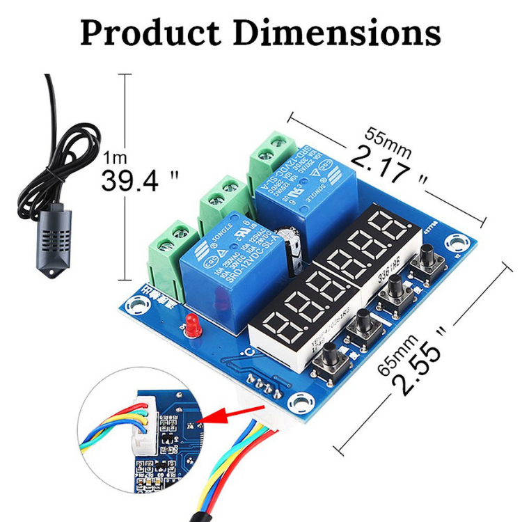 XH-M452 DC 12V Dijital Sıcaklık ve Nem Kontrol Modülü