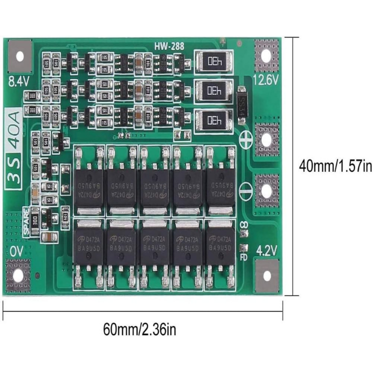 3-40A BMS 3S Lityum Batarya Koruma Modülü