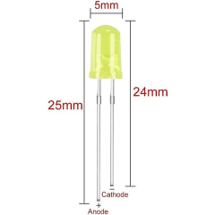 5 mm Led Paketi - Mavi Sarı Turuncu Yeşil Beyaz Kırmızı - 5 Adet Beyaz