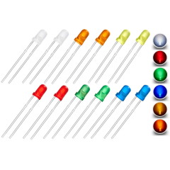 3 mm Led Paketi - Mavi Sarı Turuncu Yeşil Beyaz Kırmızı - 5 Adet Sarı