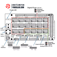 Arduino MEGA 2560 R3 Sensör Shield V2 IO Genişletme
