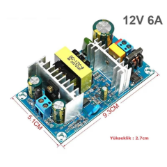 220V AC - 12V DC 6A 70W Güç Kaynağı Kartı - Anahtarlamalı