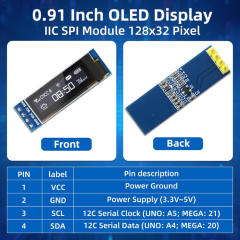 0.91 inç OLED Modül Ekran - 128x32 Mavi